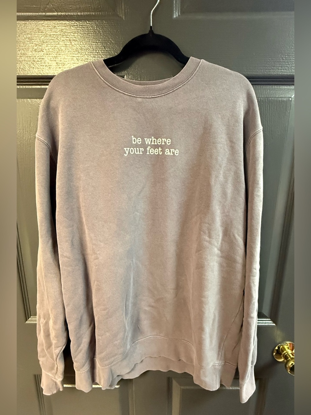 Be Where Your Feet Are Heathered Purple Crewneck Sweatshirt